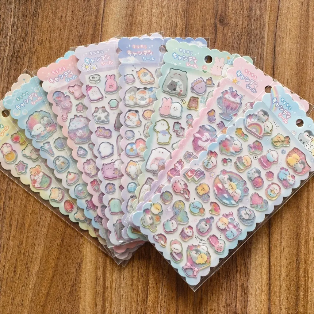 

4 листа блестящих милых наклеек с животными, водонепроницаемые декоративные стикеры для скрапбукинга, блокнотов, канцелярских товаров, магазин BulingBulingStickers