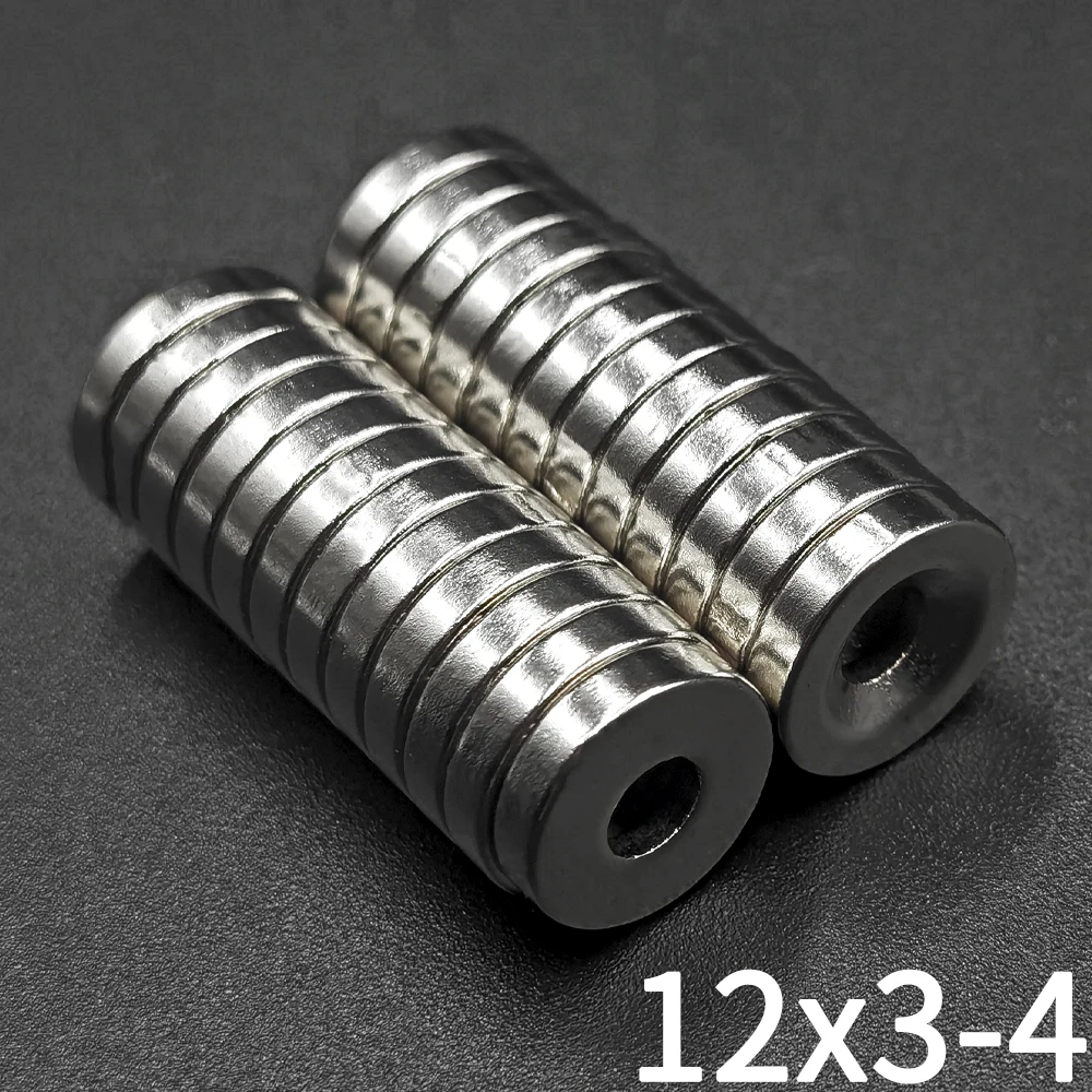 10/20/40Pcs 12x3-4 Otwór Magnes neodymowy 12mm X 3mm Otwór 4mm N35 NdFeB Okrągły Super Mocny Stały Magnetyczny Imanes