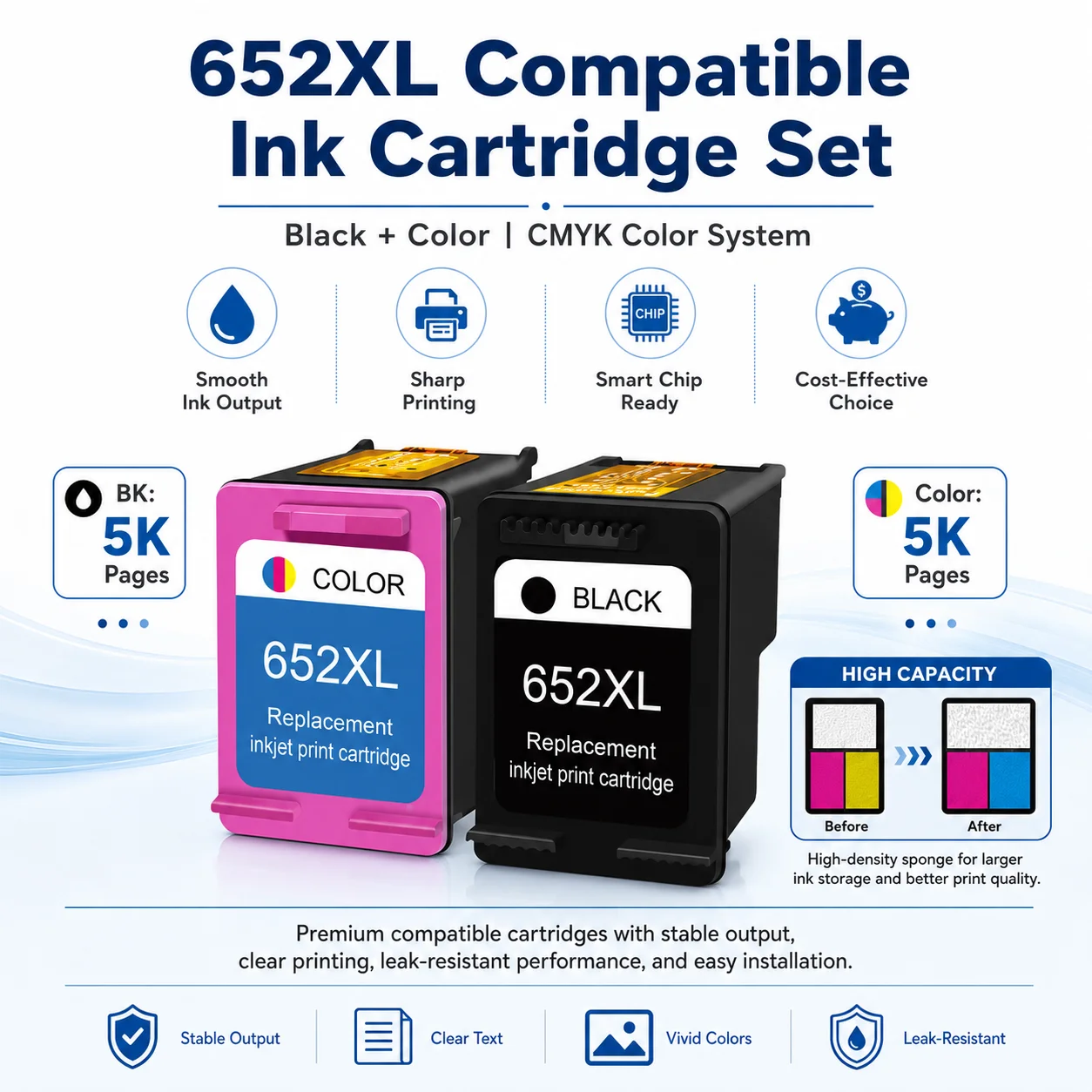 Cartucho de Tinta Remanufaturado Premium ShinColor 652 Xl 652xl para Impressoras HP652, HP DeskJet Ink Advantage 2135 1118