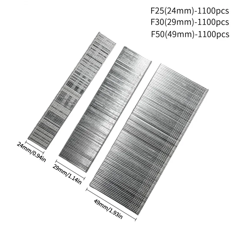 UULMERA 3300pcs Brad Nails Set: Includes 1,100 Each of F20, F30, F50 Specification Nails. Decorative Nails, Pneumatic Nails.