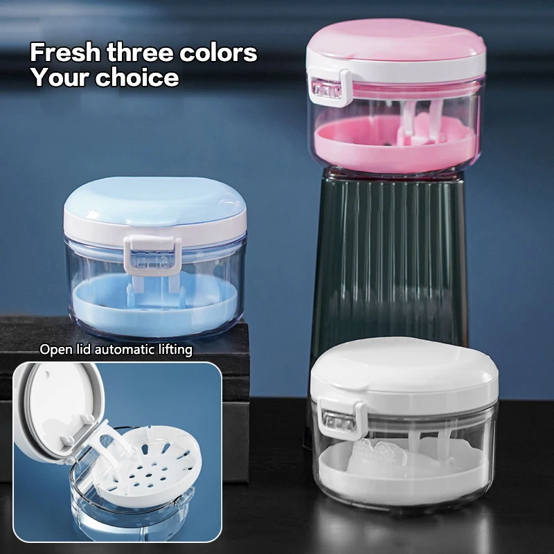 

Denture Storage Box Orthodontic Aligner Retainer Braces Storage Box False Teeth Container Open Lid Automatic Lifting