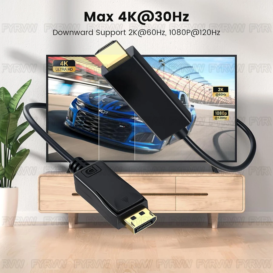 4K DisplayPort to HDMI-compatible Cable DP to HDTV Cable for Laptop HDTV Projector Video Audio DisplayPort HDTV Splitter Cable