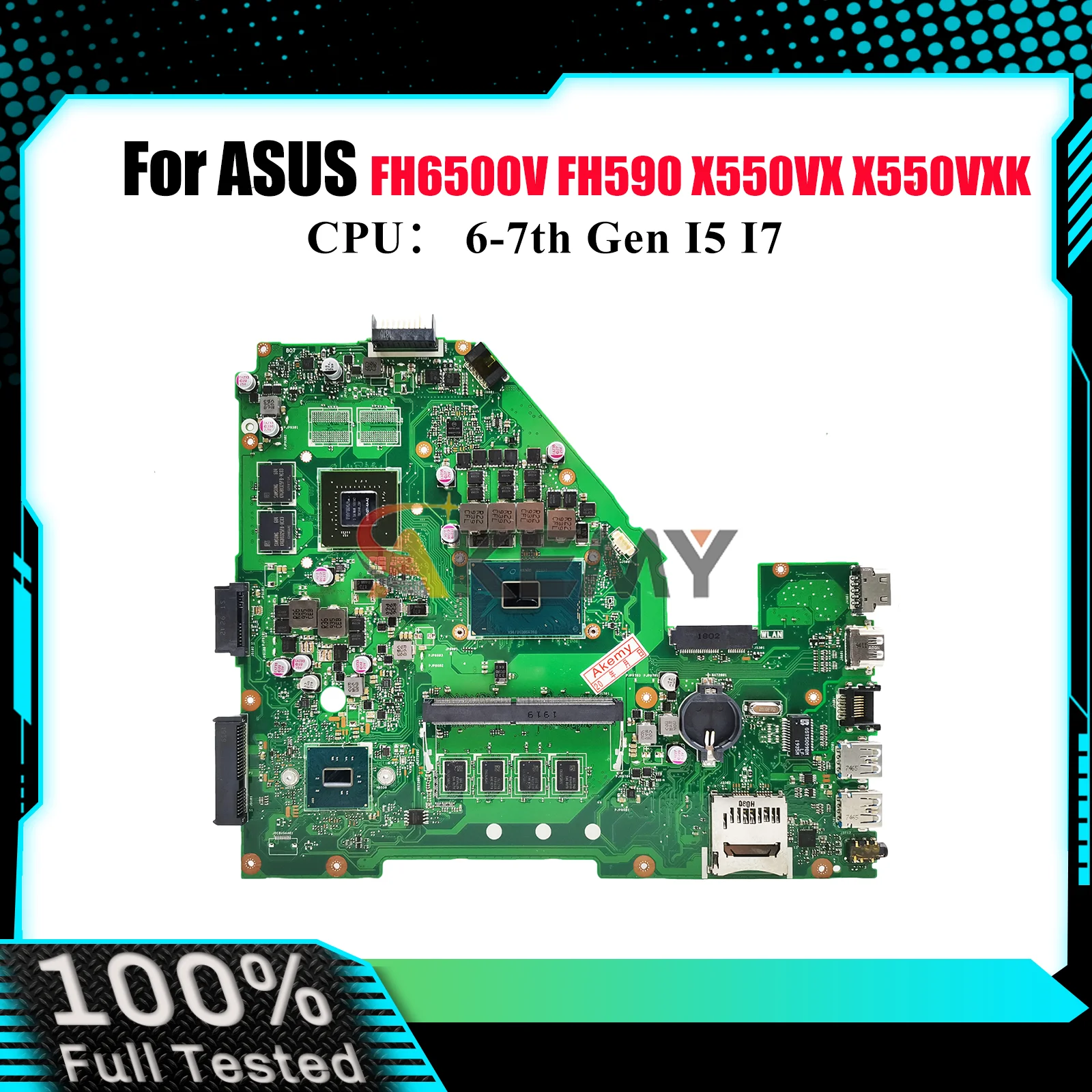 

X550VX Материнская плата для ноутбука ASUS VivoBook FH5900 FH6500V K550VX X550VX X550V W50V X550VXK VX50V Материнская плата с процессором I5 I7 stk