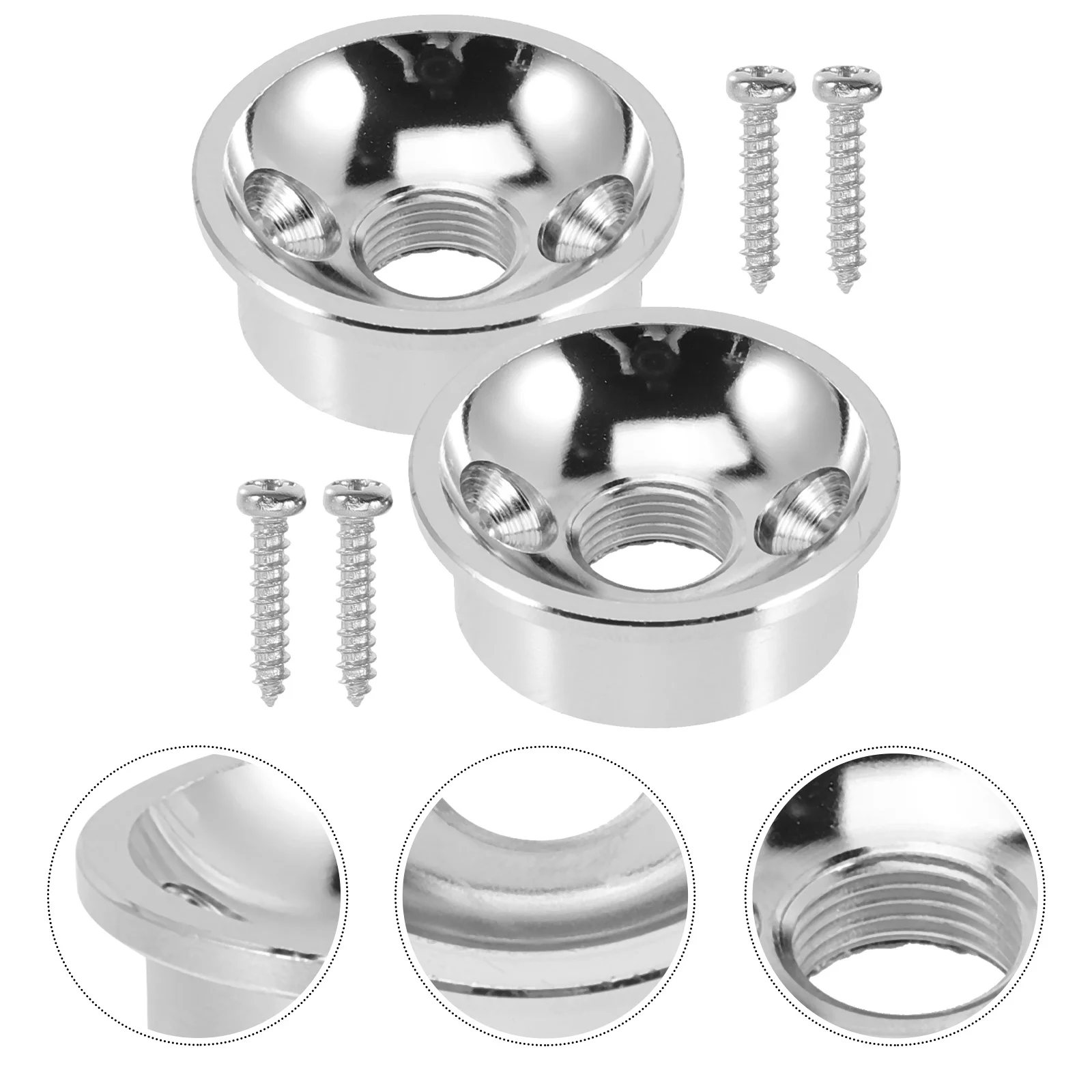 

2Sets Guitar Socket Plates Metal Cup Style Replacement Electric Guitar Jack Plates for Output Improved Tone Parts