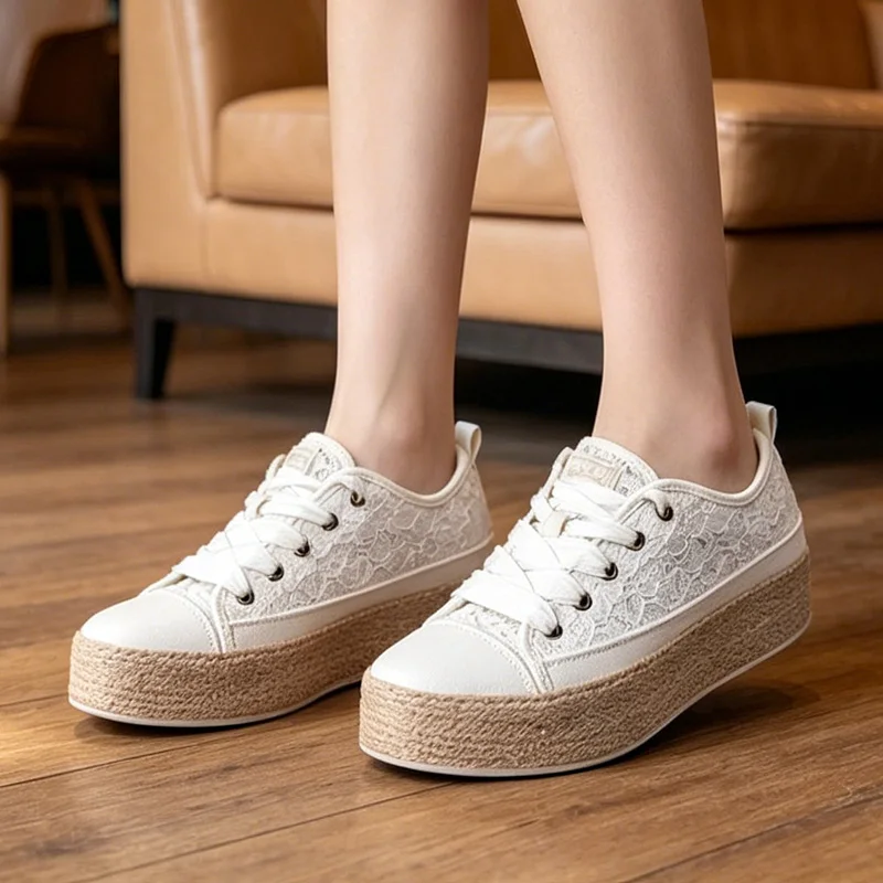 Skechers Women's Casual Canvas Shoes 114008-OFWT Breathable Lightweight Sneakers