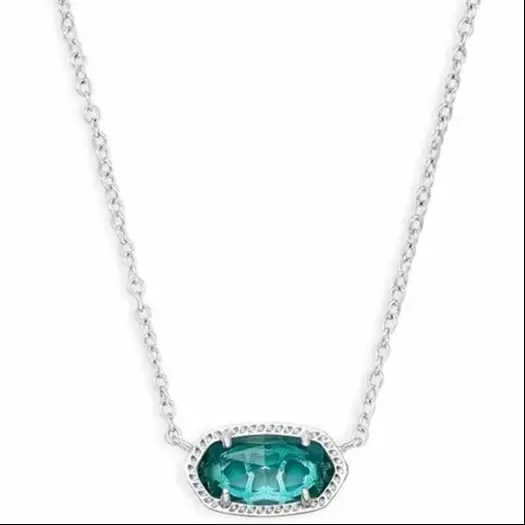 YEEVAA Geometric London Blue Clear Glass Gemstone Pendant Necklace for Women, Fashion Jewelry, Unique Gifts