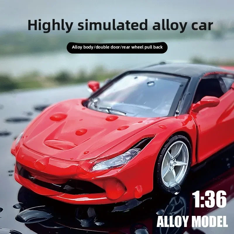 1:36 어린이 장난감 스포츠카 시뮬레이션 합금 자동차 모델 풀백 도어 케이크 장식품