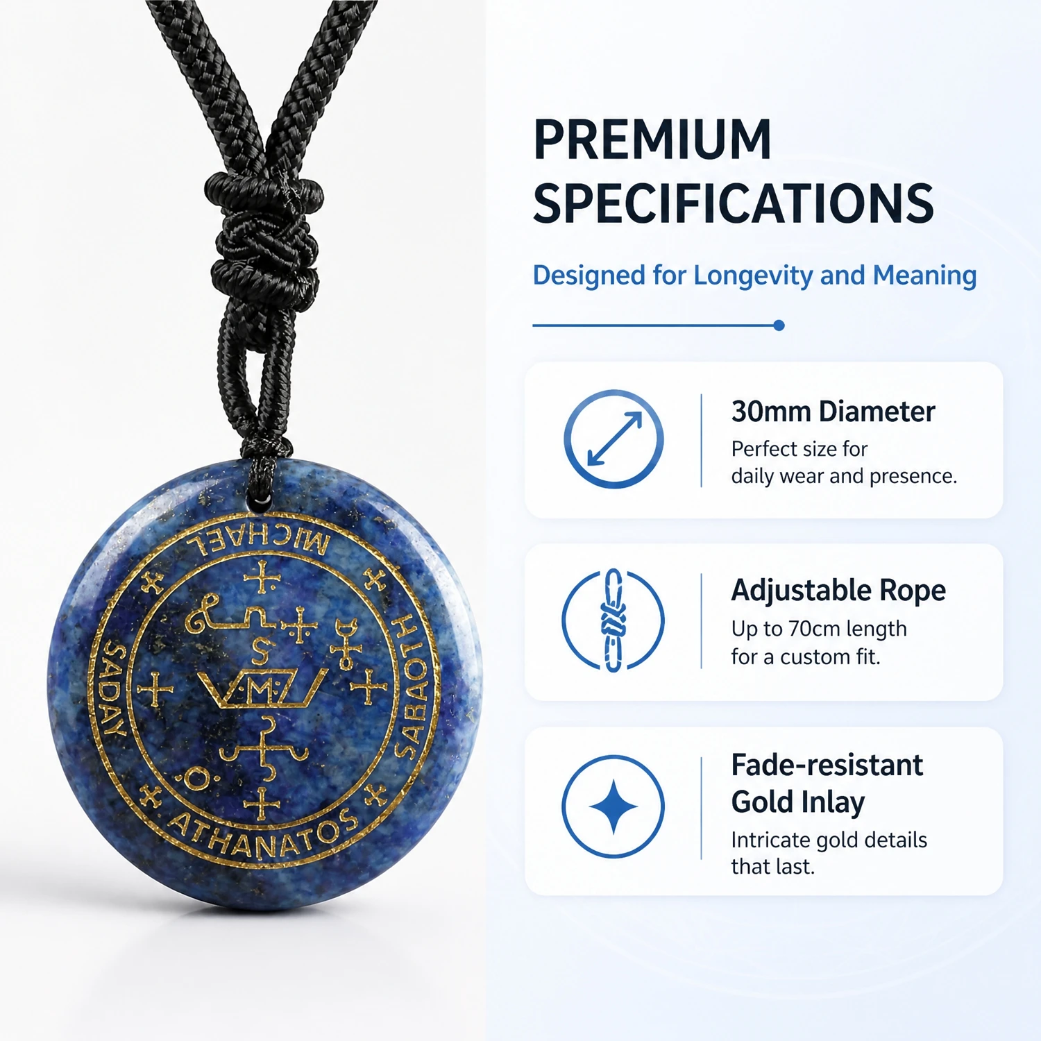 Solomon Seven Archangel Michael Gem Lapis Lazuli Gabriel Health Amulet Talisman Pendant Necklace Charm Men Women For Jewelry