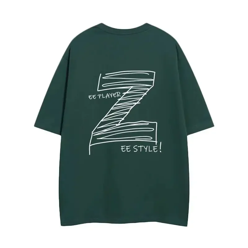 Harajuku Summer Casual Y2k T-shirt Oversized Graphic Women Tees Pure Cotton Letter Print T Shirt Hipster Tops Green Streetwear