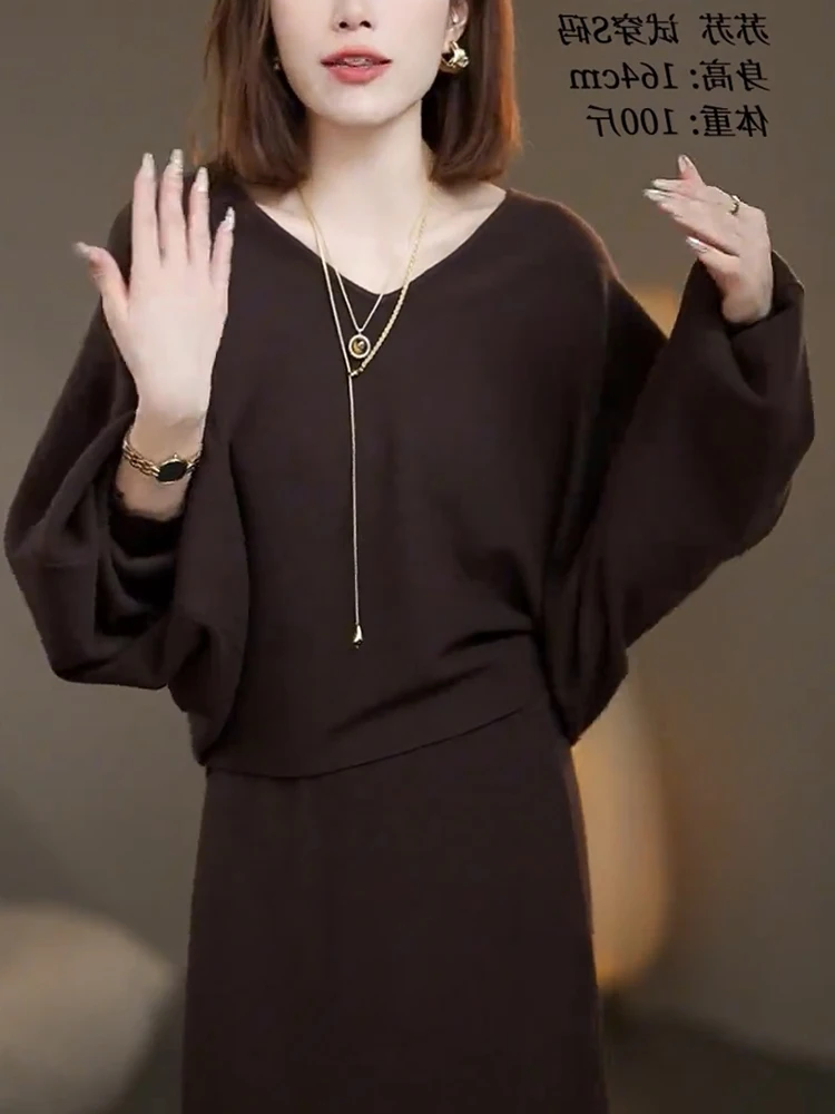 

Стильный корейский топ с V-образным вырезом, облегающий, с рукавами «летучая мышь», в холодных тонах, осенний, повседневный, модный