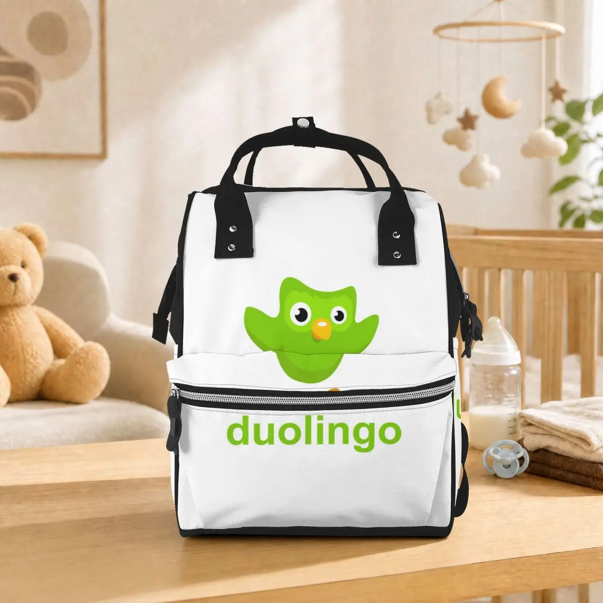 Duolingo Owl Duo Student Backpack School Bag Hiking Travel Daypack for Men Women Bookbag Shoulder Bags
