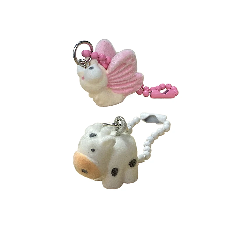 

3D флокированный брелок в виде животного, мини-смола, пушистый брелок, милая сумка, подвеска, чехол для наушников, подвески, автомобильный брелок для ключей, подарки для пары