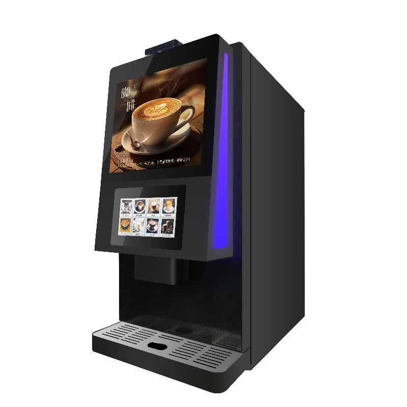 Business Freshly Ground Coffee Vending Machine: 7-Inch Touch Screen & LED Light Box