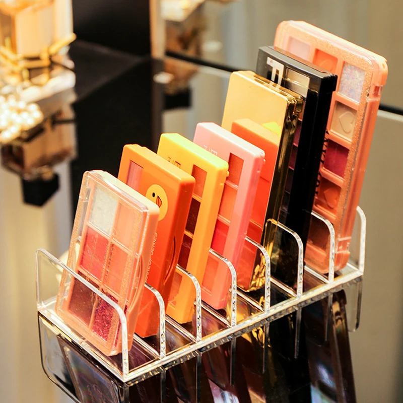 Aufbewahrungsbox für Lidschatten, Kosmetikregal für Make-up-Puder, Rouge, Desktop-Displaybox mit mehreren Gittern, 7-Gitter-Kunststoffmaterial