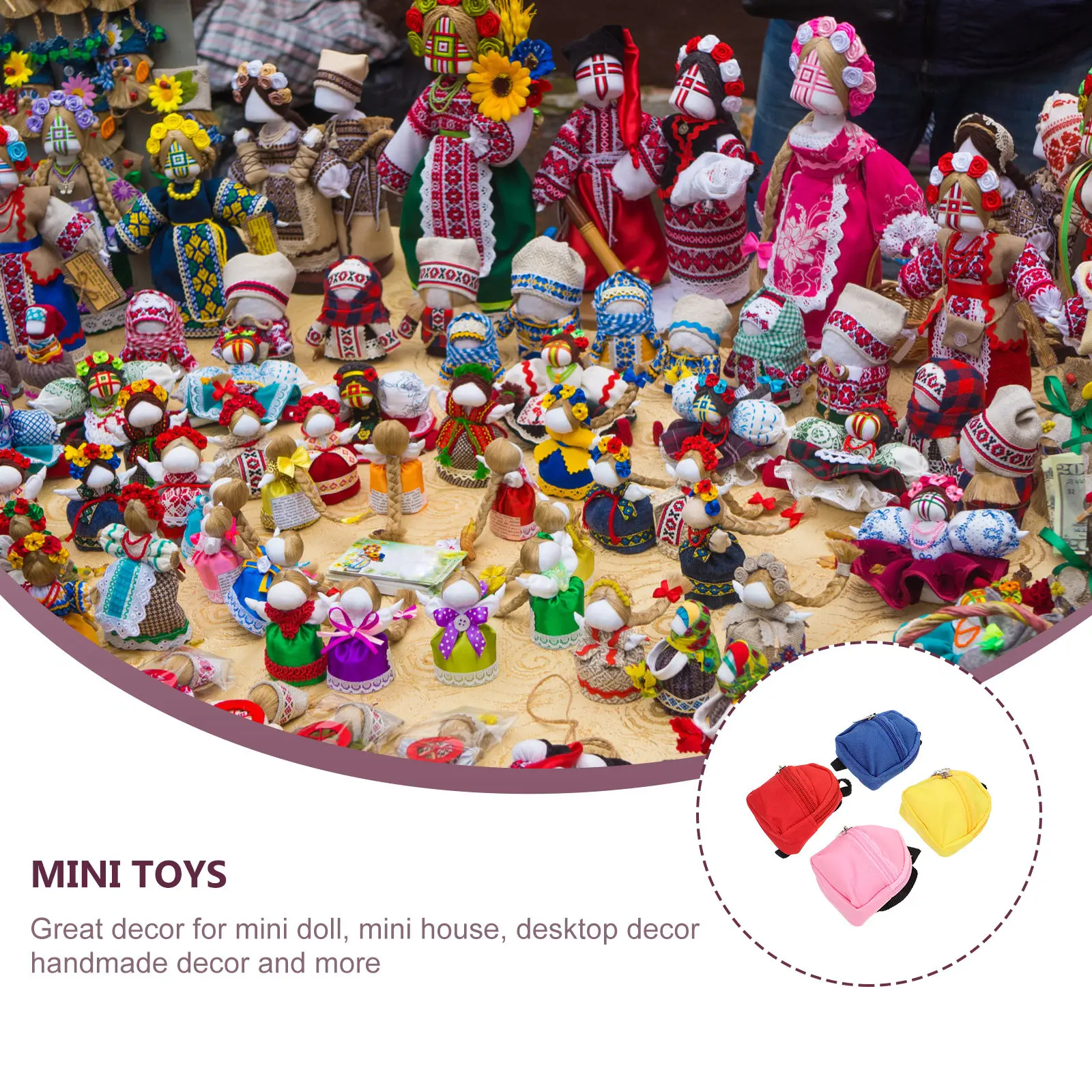 

Набор из 4 мини-рюкзаков: очаровательные школьные сумки, креативные аксессуары для микросцен, декор для мини-домиков, декоративные украшения на молнии