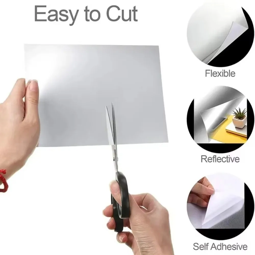 Self-Adhesive Mirror Wall Stickers 1.6mm Thick Flexible Makeup Mirror 20/30/40cm Living Room Decor Acrylic Mirror Sheet Bathroom