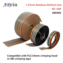 1m color ribbon cable spacing 1.27mm Rainbow DuPont wire IDC connection cable 6/8/9/10/12/16/20/40/50/60-64P