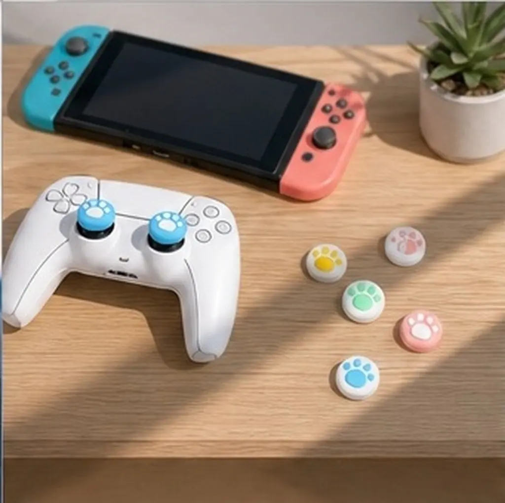 16Pcs Soft Silicone Joystick Thumb Caps Cat Claw Pattern Grip Covers for Gaming Controllers Comfortable Non-Slip Wear Resistant
