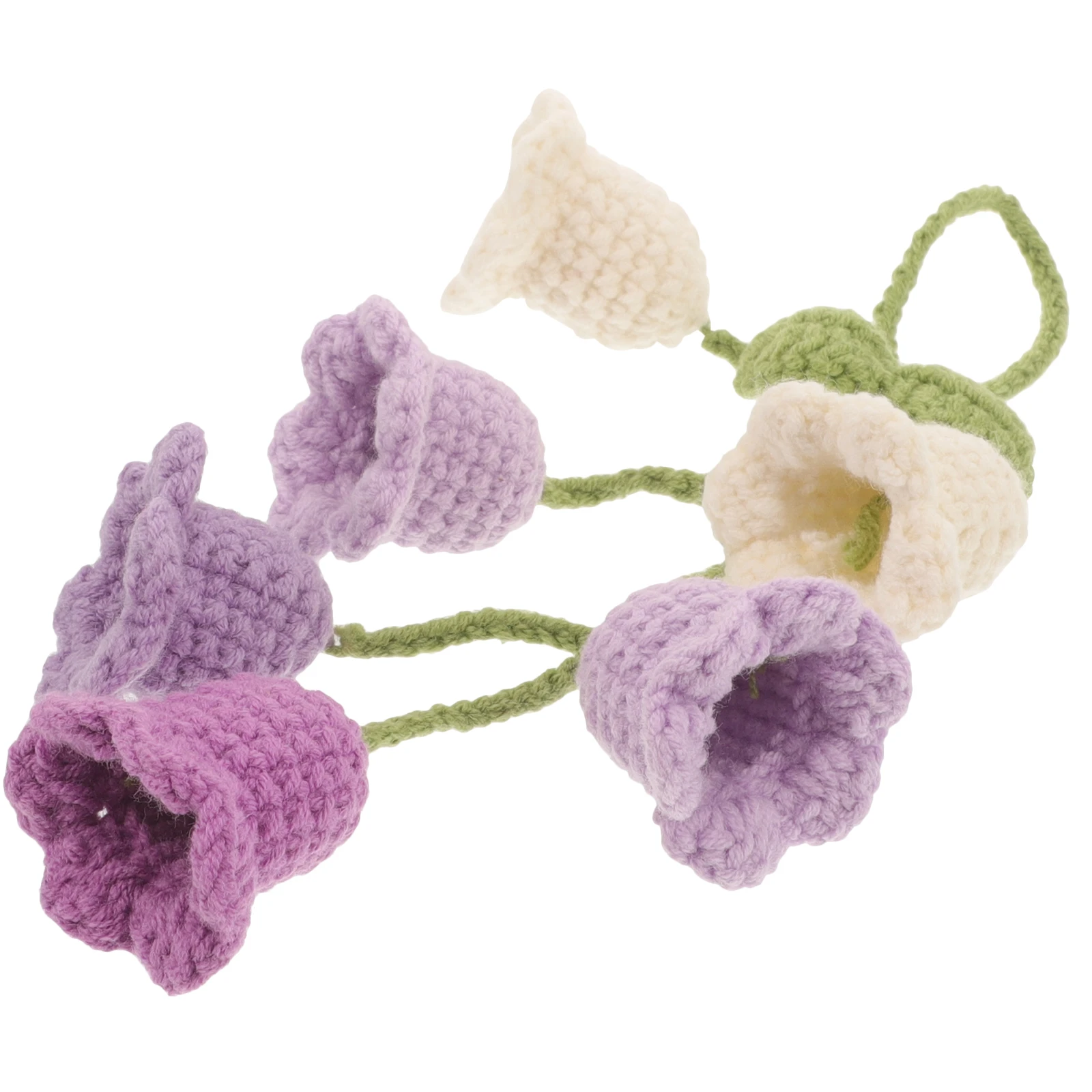 

6pcs Lily of the Valley Car Mirror Hanging Decor Crochet Flower Pendant Interior Accessories Reusable Car Decor