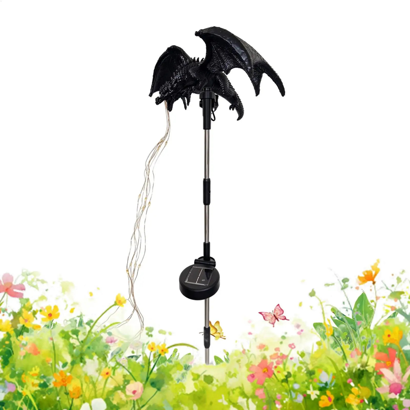 Solar Powered Solar Garden Light Waterproof Resin Craft Solar Fire Garden Lamp Dragon Fire Design Resin Artwork Landscape Lamp