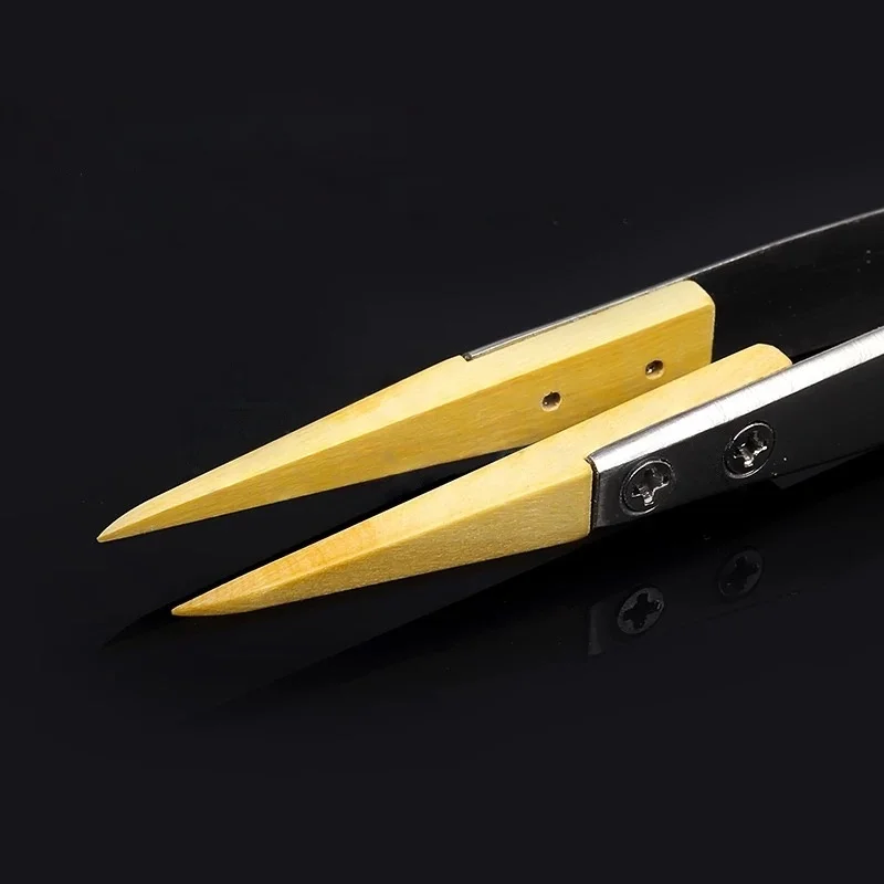 WatchmakingTools Pinzette a punta in legno di bosso Pinzette in legno lucidate a mano Pinzette antimagnetiche di precisione Non danneggiano le parti dell'orologio