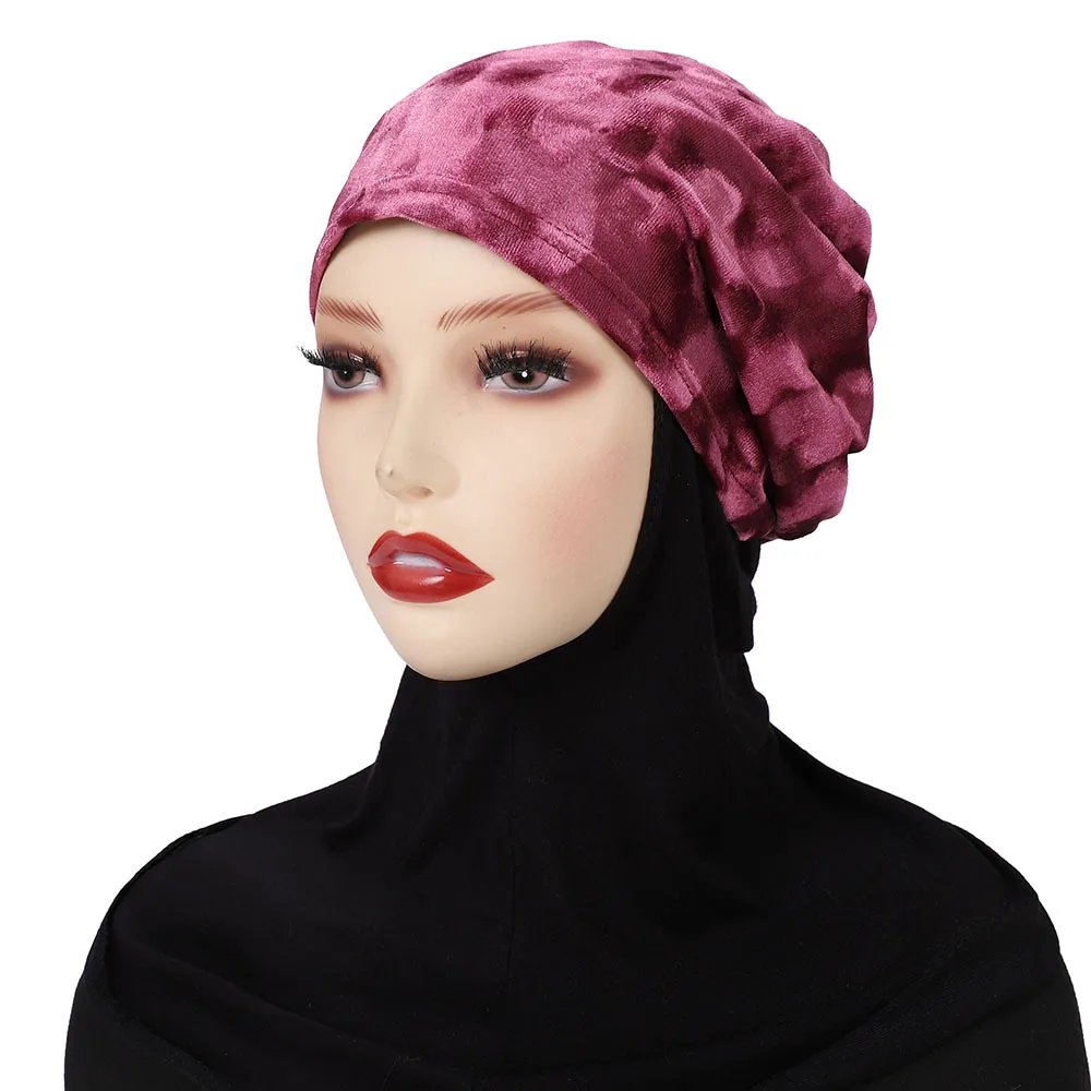 

Бархатная внутренняя шапка-хиджаб с принтом для мусульманских дам, повязка на голову, шапочка, защитный чехол для волос, химиотерапия, головной убор, Turbante Mujer