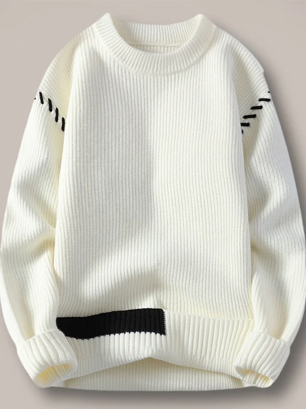 

Мужской вязаный свитер с круглым вырезом, утолщенный, свободного кроя, для осени, зимы, весны, лета, повседневный, из полиэфирного волокна, студенческий стиль