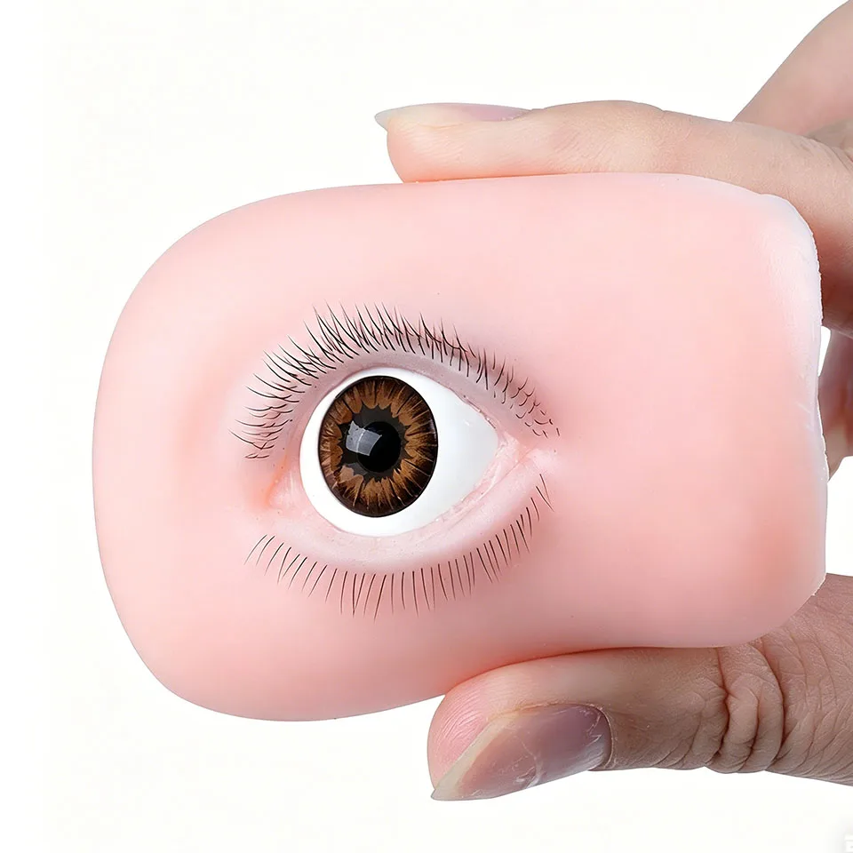 Neue 5D-Wimpernverlängerungs-Akademie Schul-Trainings-Übungspuppe Realistischer 3-Schicht-Silikon-Modellkopf mit offenem Auge für Anfänger – Detail 6