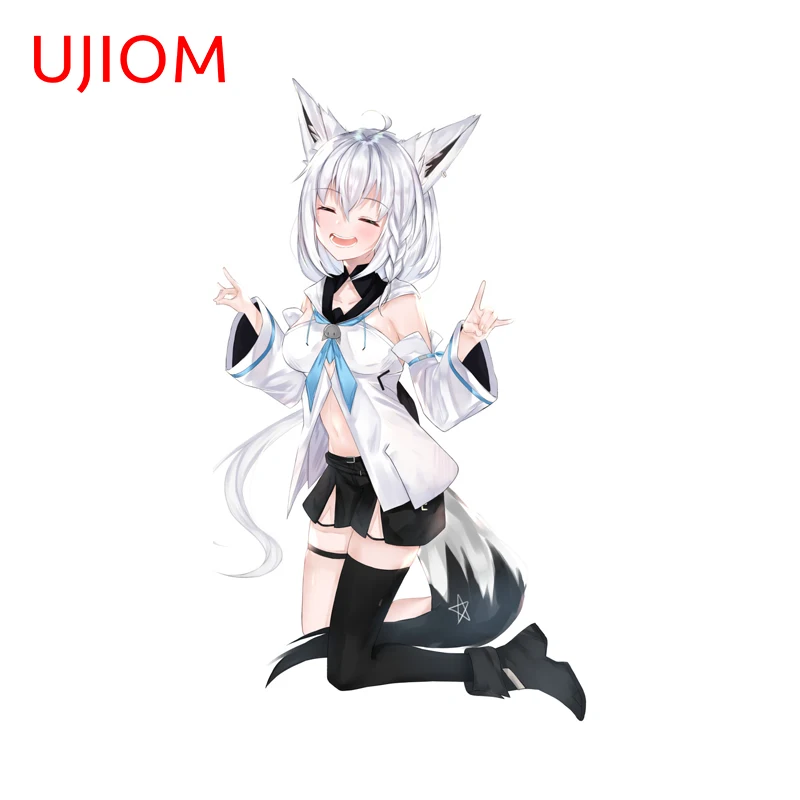 UJIOM Shirakami Fubuki Fox Ears Wall Sticker Waterproof Furry Sofa Wall Fridge Vinyl Decal Suitable For Skateboard Decoration