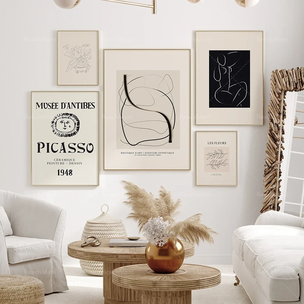 Picasso abstract poster art print canvas painting line wall art picture living room modern decorations on the wall