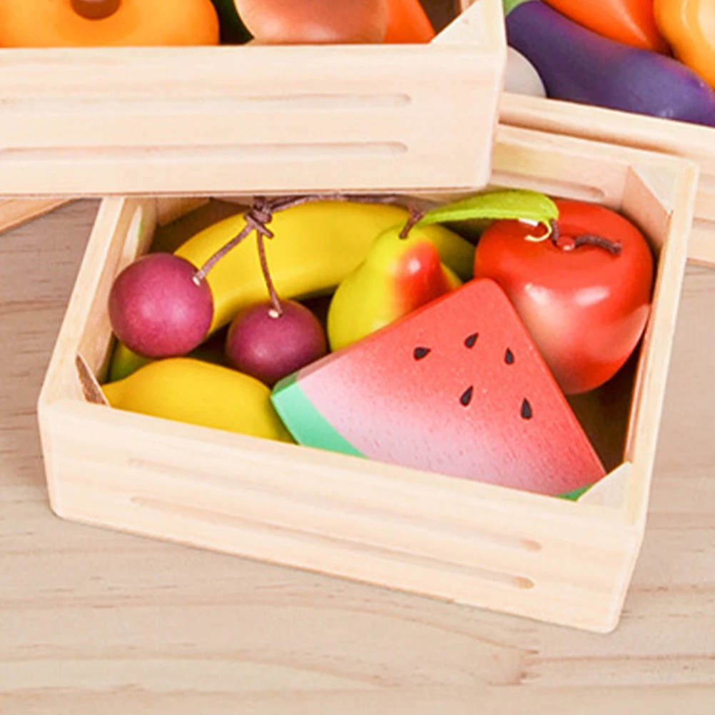 1 set di frutta con cornice in legno, giochi di finzione, apprendimento, strumento educativo Montessori, frutta artificiale realistica, simulazione, puntello decorativo