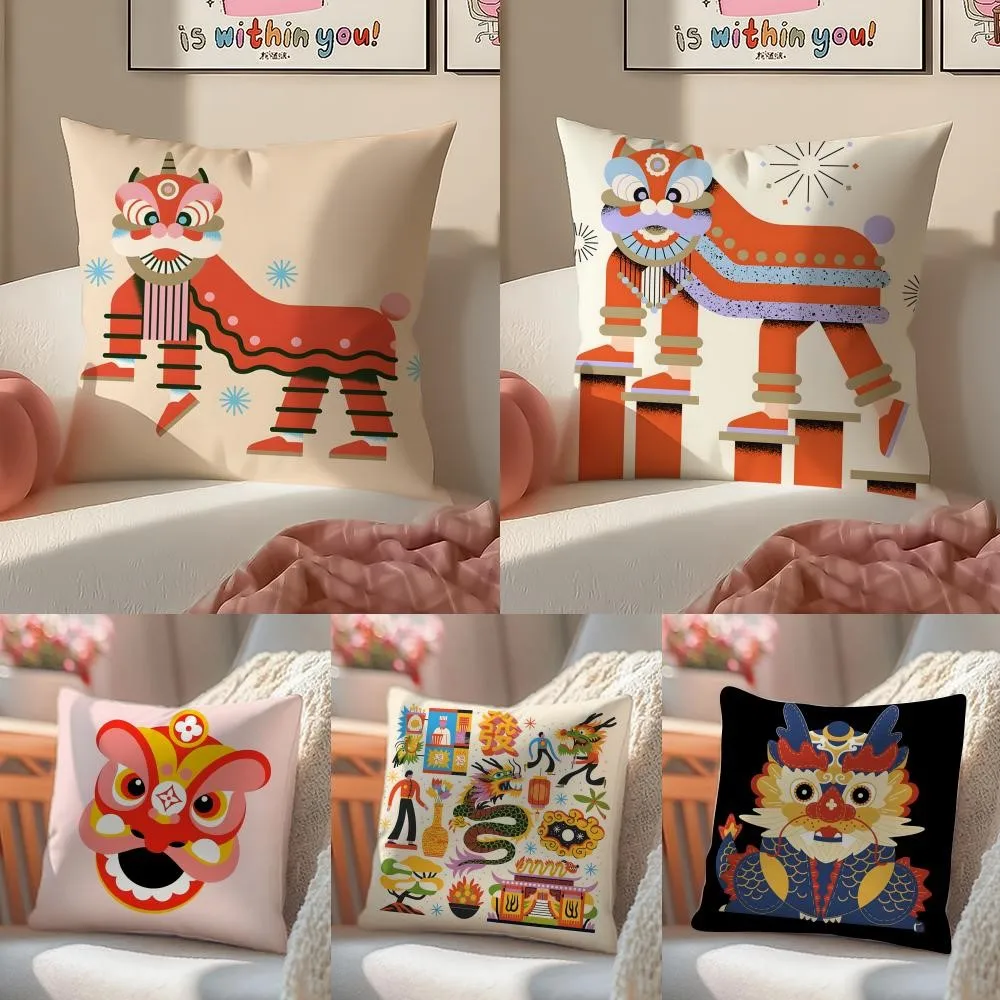 1Pc Personalized Cute lion Pattern Throw Pillow, Double-Sided Printing Design, Soft Plush Cushion with Insert, Perfect Gift
