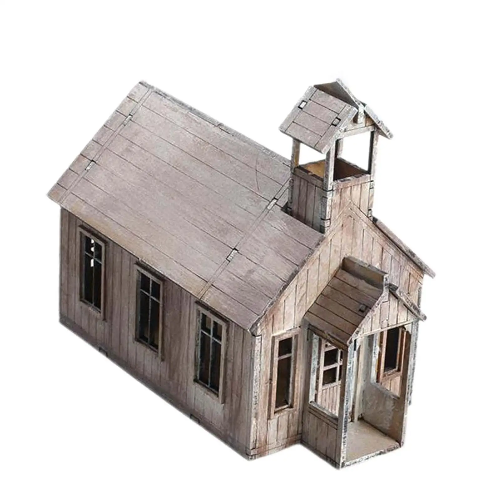 Modelo de igreja europeia 1:72, ornamentos de modelo de cena de arquitetura, interativo DIY