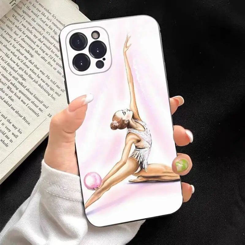 Custodia per telefono color acqua per ginnastica Custodia morbida in silicone per iPhone 14 13 12 11 Pro Mini XS MAX 8 7 6 Plus X XS XR Cover