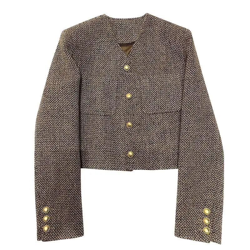 2025 Autumn New Simple French Temperament Celebrity Corrugated Fragrant Top Cardigan Jacket