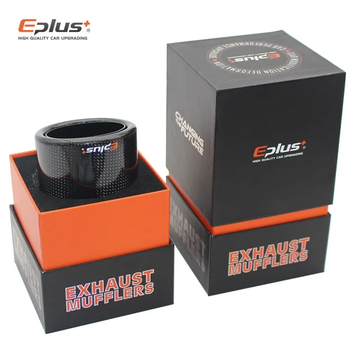 Imagen 2 del producto EPLUS-silenciador de fibra de carbono brillante para coche, sistema de escape, boquilla de silenciadores de tubo, prensado Universal, acero inoxidable, negro