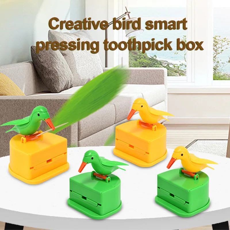 

New Small Bird Toothpick Container Automatic Toothpick Dispenser Toothpick Holder Home Decoration Kitchen Accessories