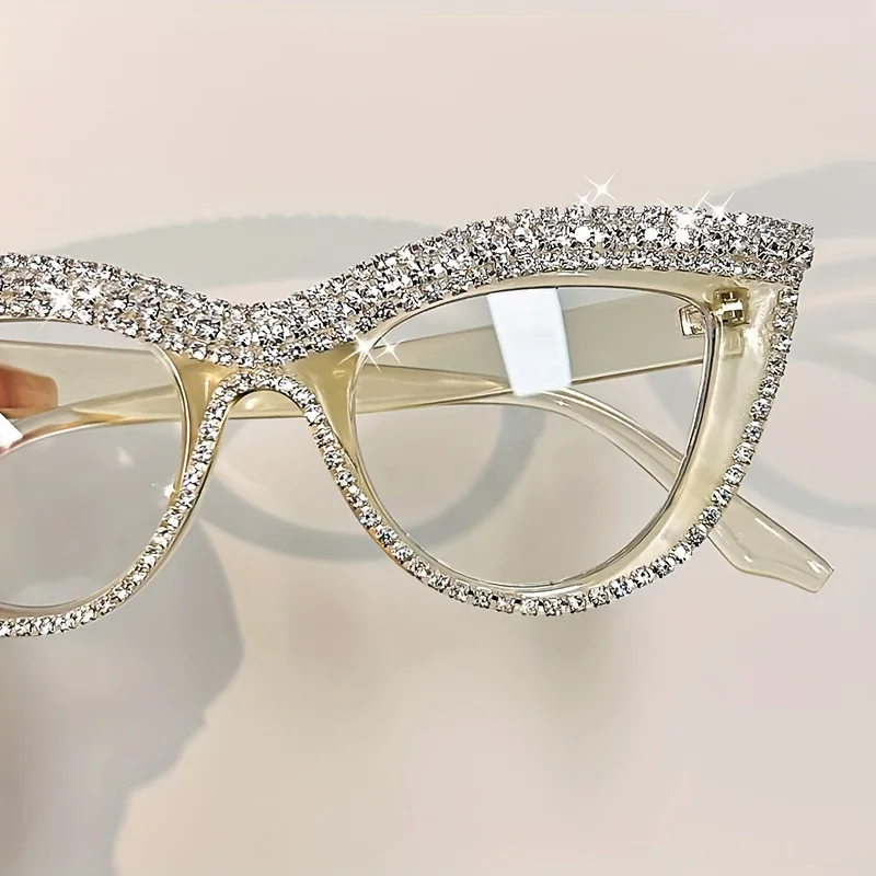 Elegant Cat Eye Reading Glasses with Rhinestone Embellishments - Suitable for Presbyopia from  1.0 to  4.0 Diopters