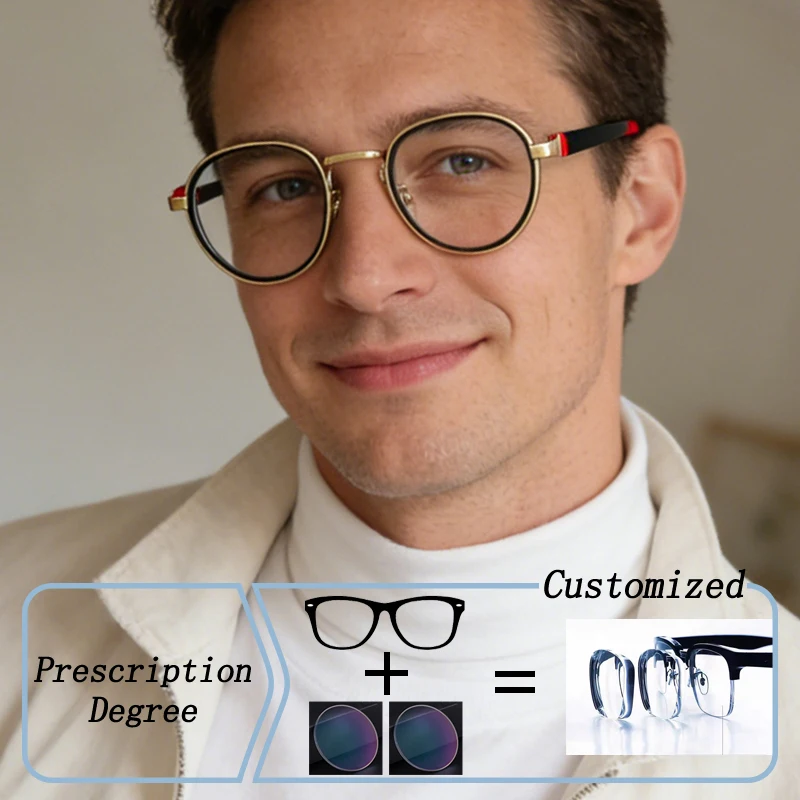 

Silicone Anti-slip Material Round Frame Hyperopia Photochromic Prescription Glasses Anti Blue Light Myopia Astigmatism Eyewear