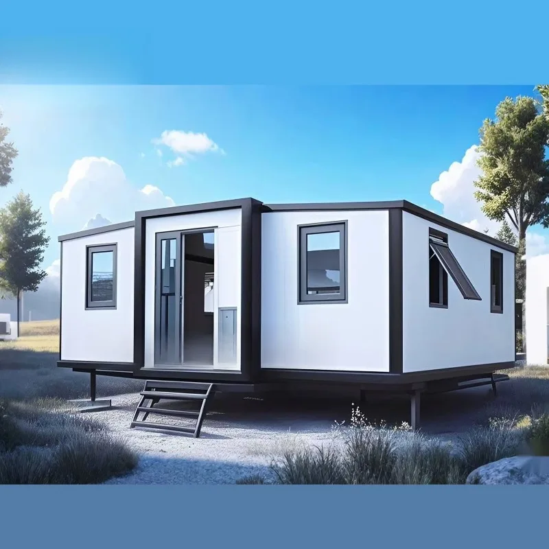 Multi Terrain Adapted Foldable Prefab Cabin Adjustable Support Feet Anti Slip Base Stable Placement On Sloped Sandy And Uneven