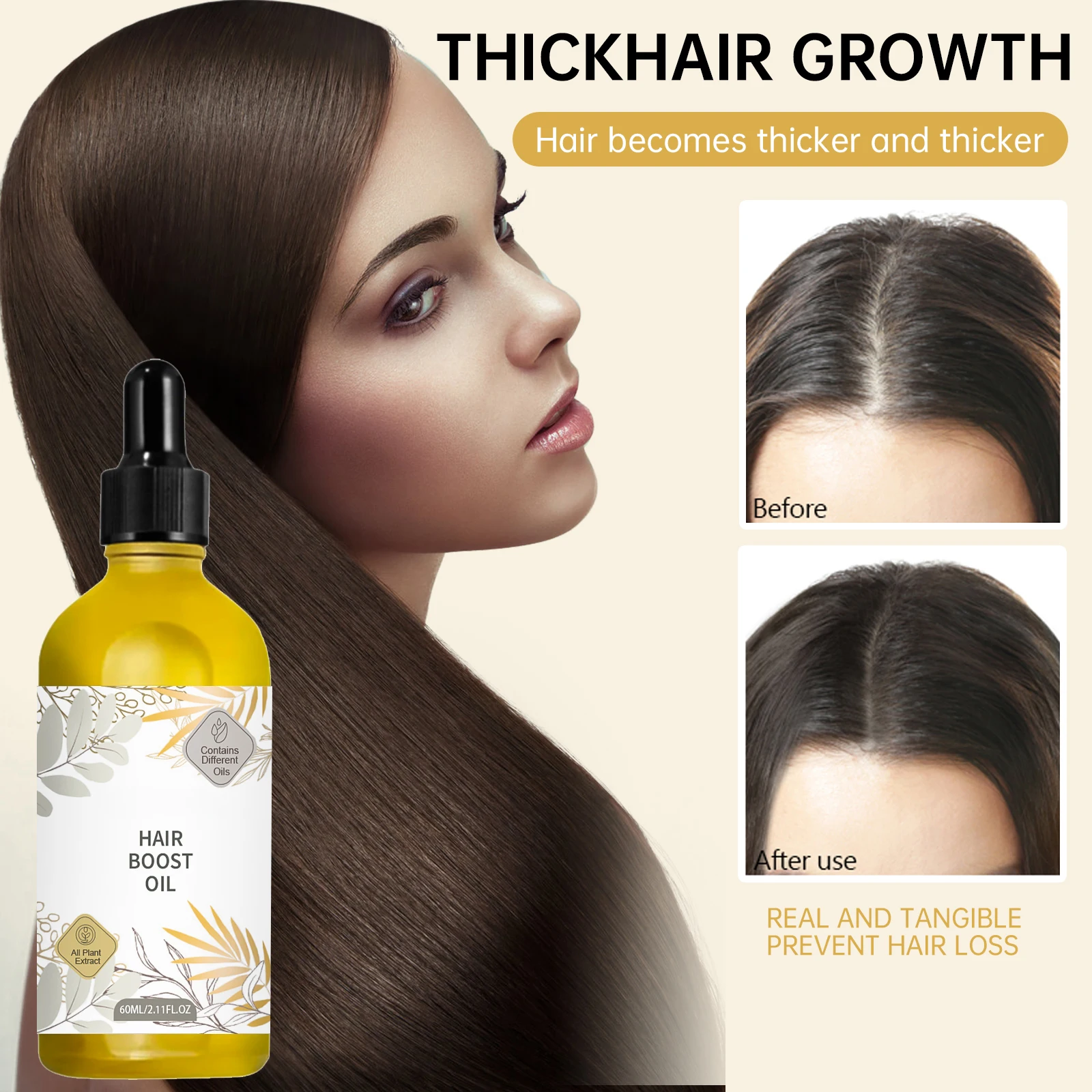 

60ml Hair growth essence Prevent hair loss Nourish hair growth Enhance the vitality of hair follicles Improve sparsity to dense