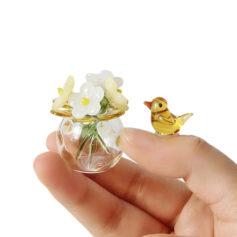 Crystal Forget Not Flower Figurines Crystal Glass Flower Bouquet Desk Decors