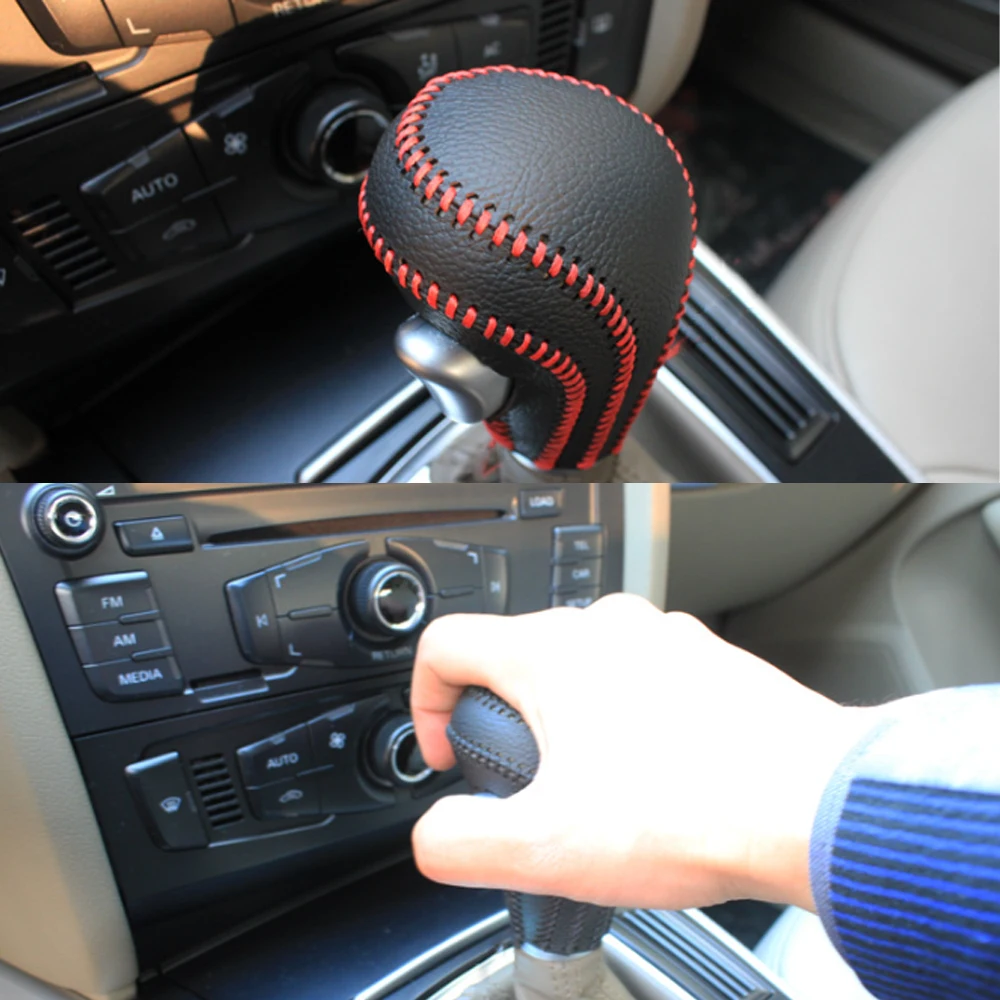 Car PU Leather Gear Shift Knob Cover Shift Lever Cover for Audi A4 A6 Q5 Q7 A5 Accessories