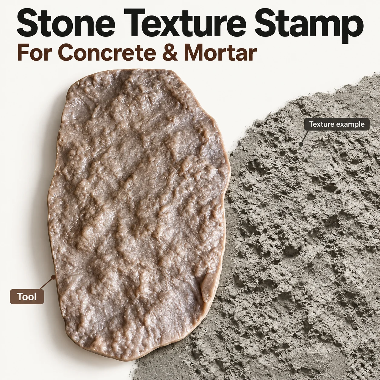 Cement Mold Stone Texture Embossing Stamp 28x18cm, Reusable Plastic for Garden Patio & Wall Decor