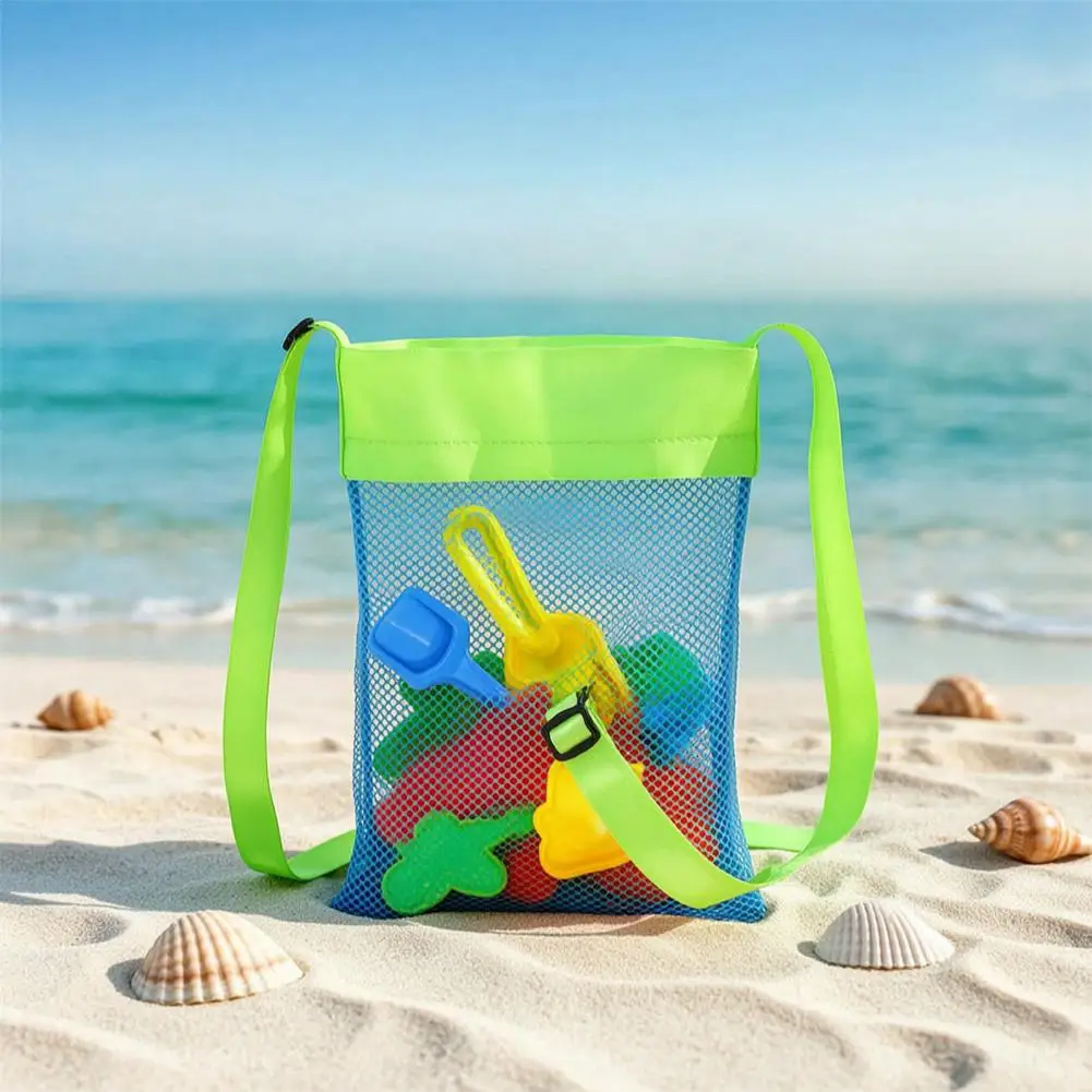 Children's Beach Digging Tools Storage Bag, Large Capacity, Portable Lightweight Mesh Bag, with Adjustable Strap, Beach Bag for view 2
