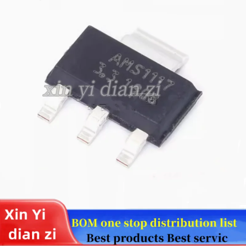 10pcs/lot AMS1117 -3.3V 2.5V 1.2V AMS1117-3.3V/1.2/1.8/2.5/5.0/ADJ SOT-223 AMS1117 SOT-223 linear regulator ic chips in stock