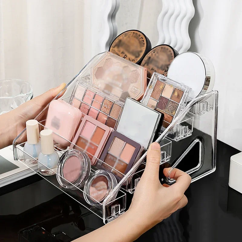 3/5/7 Tiers Clear Display Stand Lipstick Powder Eyeshadow Organizer Stand Makeup Storage Holders Desktop Cosmetics Shelf Rack