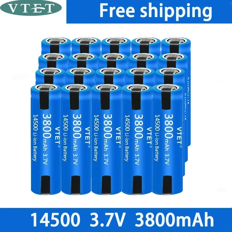 New 14500 Battery 3.7V AA 3800mah Lithium Ion Battery, with Welding, for Electric Toothbrush, Razor, Barber Rechargeable Battery