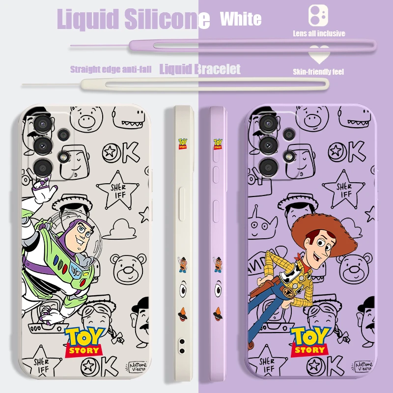 Disney Toy Story  Cute Liquid Left Rope Phone Case For Samsung A 03 13 14 22 23 24 32 33 34 52 53 54 72 73 Lite Shell Soft Cover