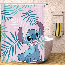 Disney Stitch Bathroom Curtains Accessories Cute Luxury Anime Shower Items Screen Curtain Fabric Waterproof Set